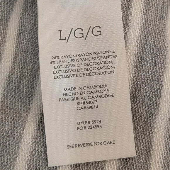 Cabi Stripe Easy Dress Midi Sleeveless Grey White Stripe Large Rouched  5974 - Picture 7 of 11